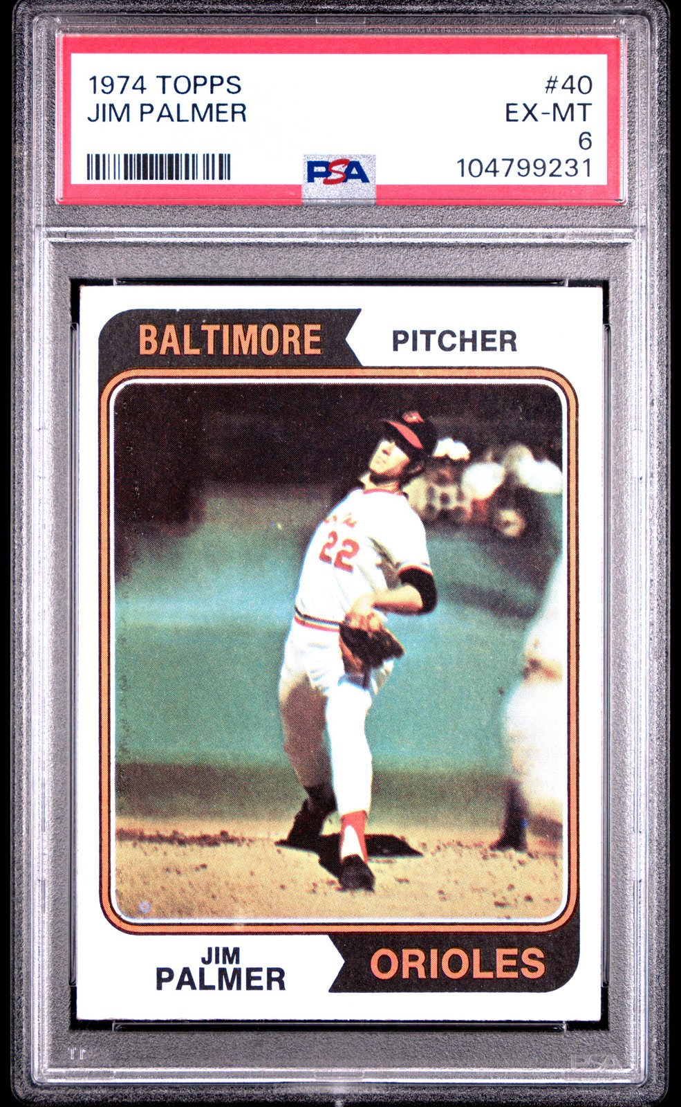 1974 Topps Jim Palmer #40 Topps Baltimore Orioles PSA 6 Vintage Baseball Card