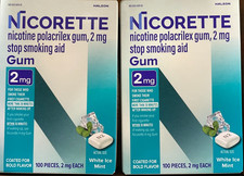 Nicorette White Ice Mint Nicotine Gum 2mg - 200 Count Exp 01/2028