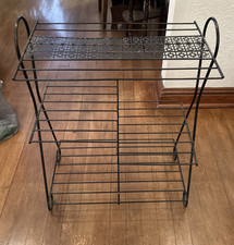 Black Metal Plant Magazine Record Telephone Stand Mid Century Modern 25" H Black Metal Plant Magazine Record Telephone Stand Mid Century Modern 25" H - Image 1