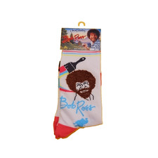 Bob Ross Joy of Painting Afro Crew Socks Size Men 8-12  Women 9-14 NWT