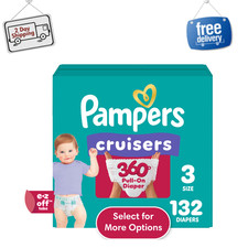 Pampers Cruisers 360 Pull-On Baby Diapers, Size 3, 132 Count, Leakproof Pants