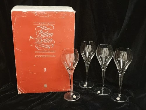 RARE Apple Computer Billion Dollar Achievement Award 1982 4 Wine Goblets