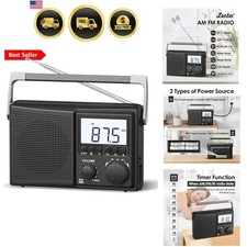 AM FM Radio with Bluetooth,Portable Radio Strong Reception,Plug in Wall,Batte...