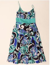 Vestido Solero Mujer Monzón Reino Unido 12 Medio Azul Floral Seda DP18