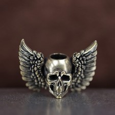 Winged Skull Brass Knife Bead EDC Paracord Lanyard Keychain Bracelet Charm DIY