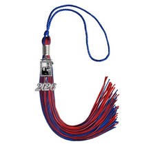 Endea Graduation Royal Blue/Red Tassel with Photo Frame Charm and Year Date Drop