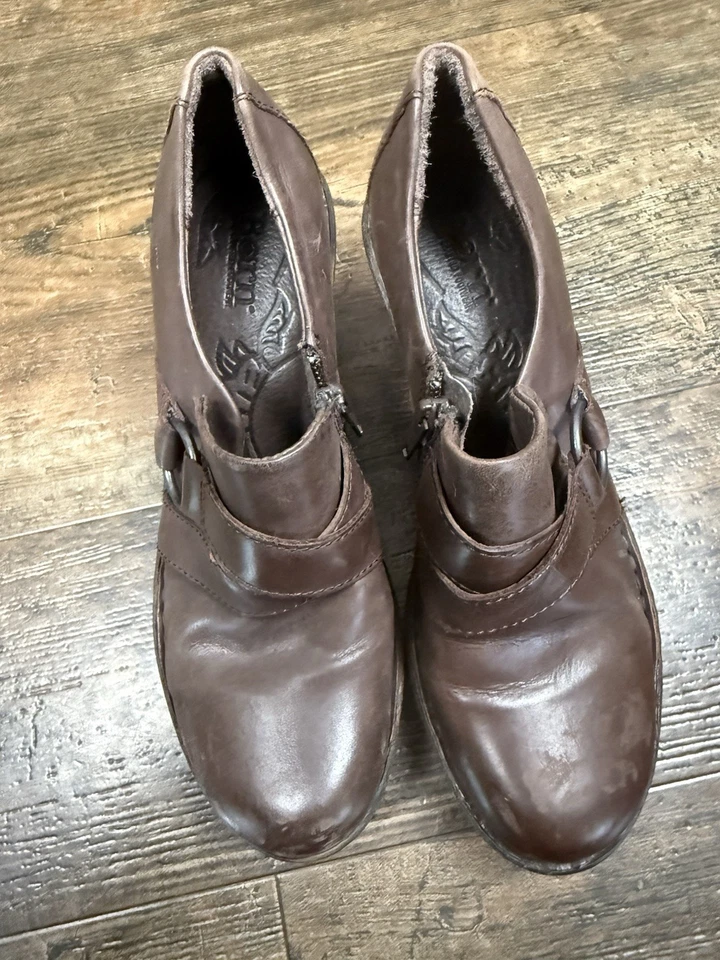 Born Haddon Platform Clog 8 Brown Distressed Leather Shoes 3" Heel - Image 4 of 4