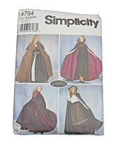 SIMPLICITY 5784 COSTUME CAPE MISSES XS-L Hooded Cloak Renaissance PATTERN UNCUT