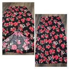 Y2K dark floral midi skirt romantic cottagecore soft grunge black red rose 14