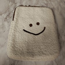 smiley face fuzzy iPad tablet zipper sleeve 0674