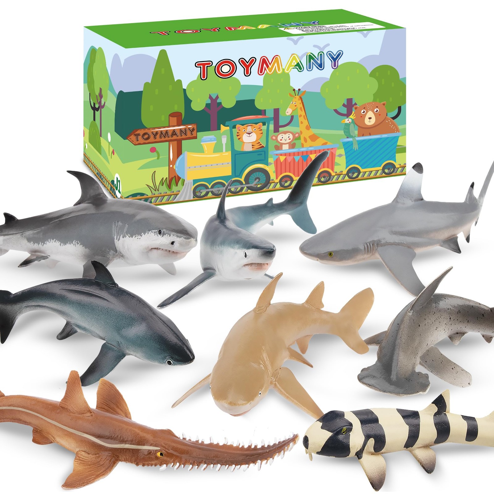 toymany 8 Stück Hai Spielzeug Meeresbewohner Tiere klein, 8 Stück Figuren