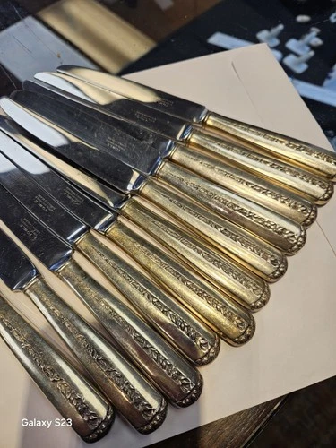 Towle Rambler Rose  Knife  Sterling Silver - Pristine 11 pc weight 639 gram