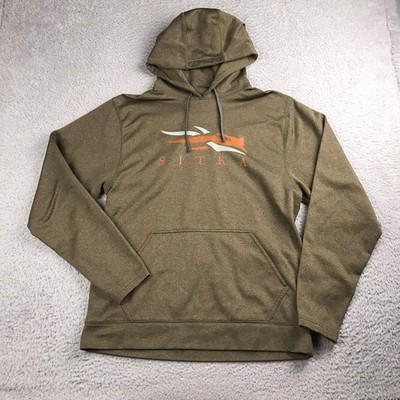 Sitka Hoodie Mens L Olive Performance Fleece Logo Pullover Hunting Sweatshirt