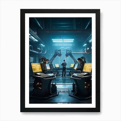 Futuristisches Büro 1 Kunstdruck gerahmt Wandbild Poster Leinwanddruck Bild