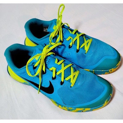 Nike Metcon 1 Blue Lagoon Volt Yellow Cross Training Shoes Men's 10 704688-404