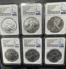 Lot of (6) 2021 W U.S. Heraldic T-1 Silver Eagle Dollar "ER" NGC MS 69 Loc#L1D