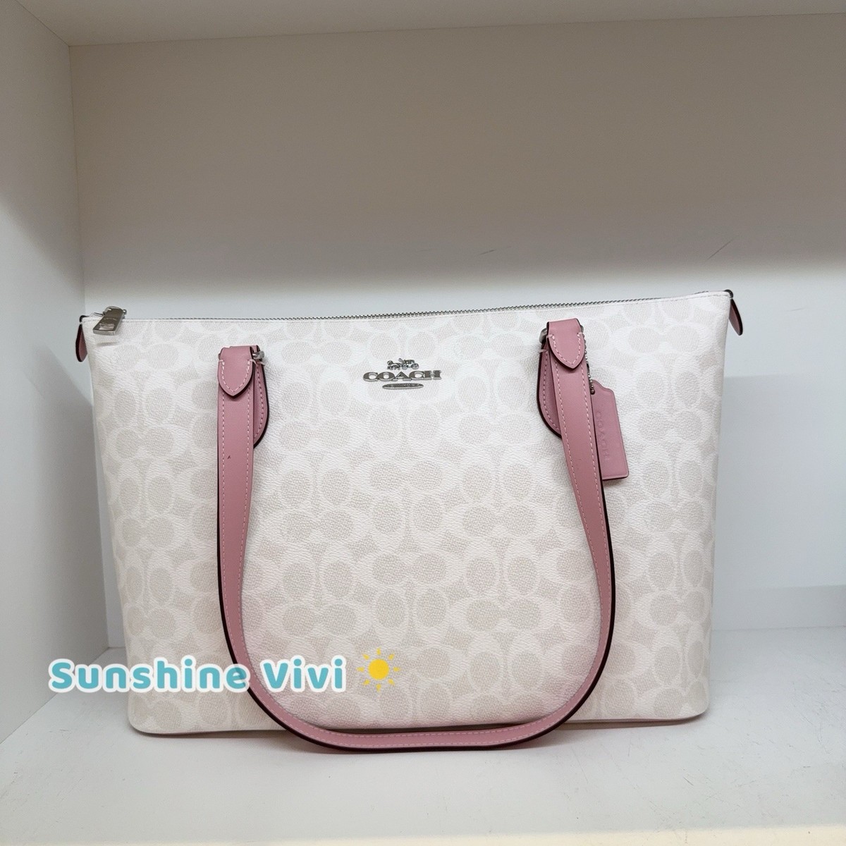 NWT COACH CW381 Gallery Tote Bag In Signature Canvas Leather Sv