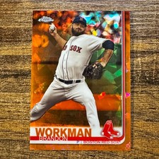 2019 Topps Chrome Sapphire Brandon Workman #378 Orange Refractor #08/25 Red Sox