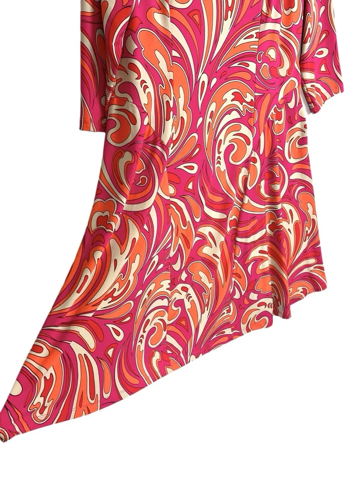 Susan Graver Women’s Size L Liquid Knit Retro Boho Groovy Midi Dress 3/4 Sleeve - Image 4 of 4