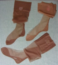 3 Pairs Sheer NYLON STOCKING Seamed Cuban Heel  9-10 New-Never Worn