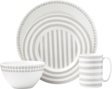 New York Charlotte Street North Dinnerware Collection, 4-Piece Set, Taupe/Grey