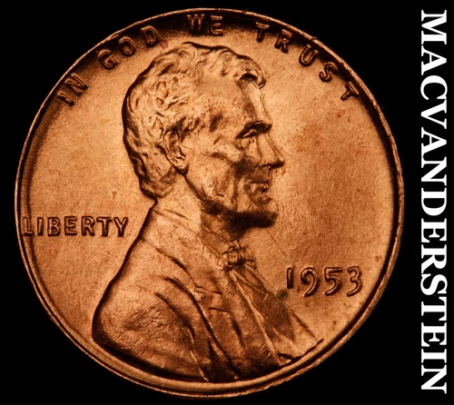 1953 Lincoln Wheat Cent- Choice Gem Brilliant Uncirculated Luster #J4886