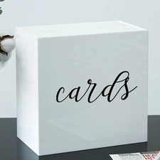 JupDec White Wedding Card Box Reception with Slot, 10" Large Acrylic Card Sto...