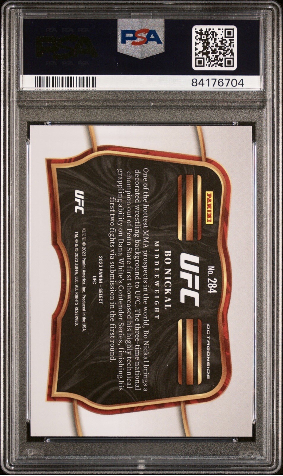Bo Nickal Rookie Octagonside 2023 Select RED WHITE BLUE UFC PSA9 POP3-No higher! view 10