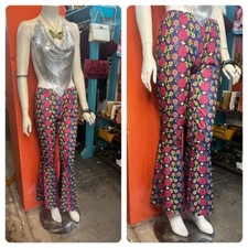 Vintage 90s does 70s  Rainbow Groovy Costume Hippie Disco Bellbottoms  Size SM