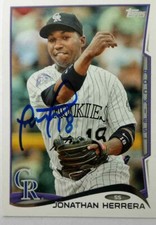 Jonathan Herrera Autograph Rare Colorado Rockies