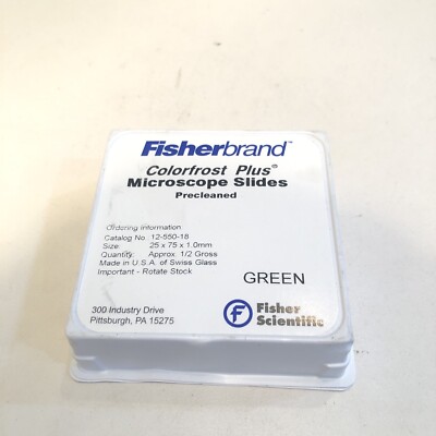 Fisherbrand Colorfrost Plus Green Microscope Slides 25 x 75 x 1.0mm 1/2 Gross
