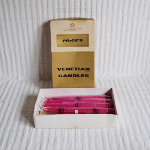 5 Vintage Prices Venetian Candles Made in England, 8" tall 5 Hour burn time PINK - Picture 1 of 6