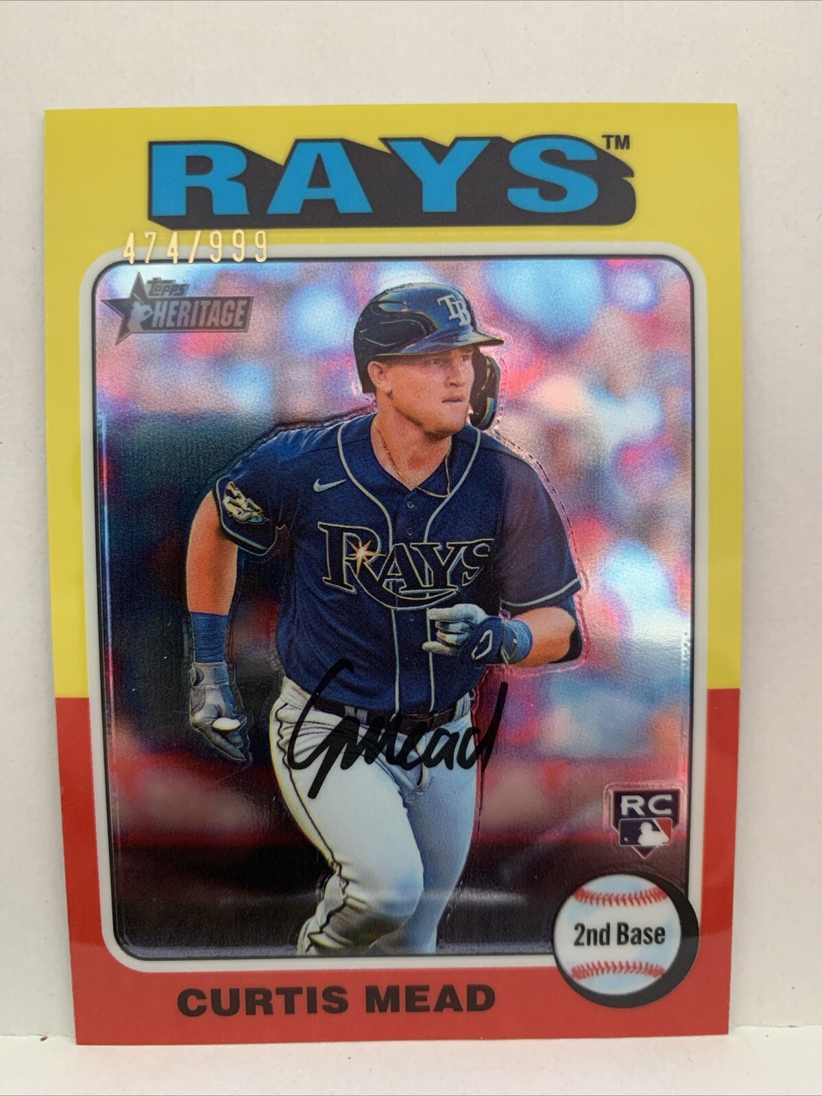 2024 Topps Heritage - Chrome #176 Curtis Mead  474/999 (RC) RAYS