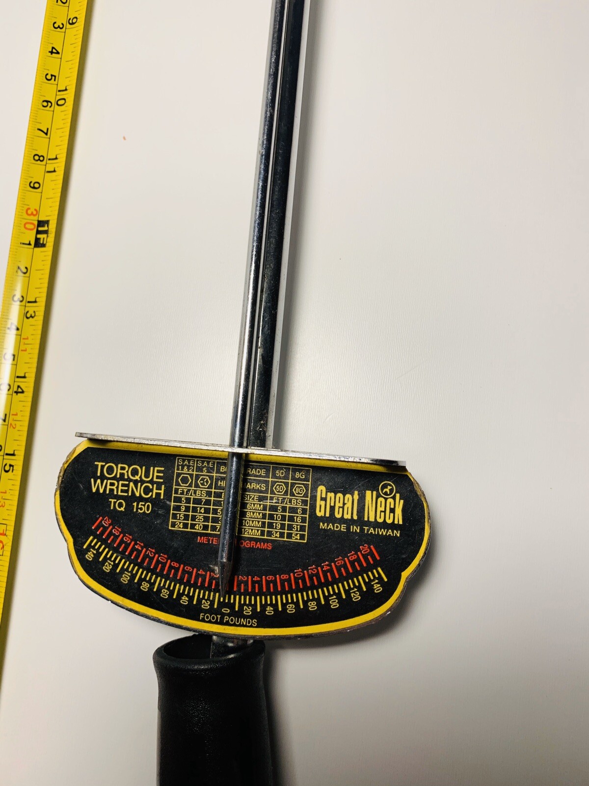 1/2 in Great Neck torque wrench 0/150 foot pounds, 18 1/2" long eBay