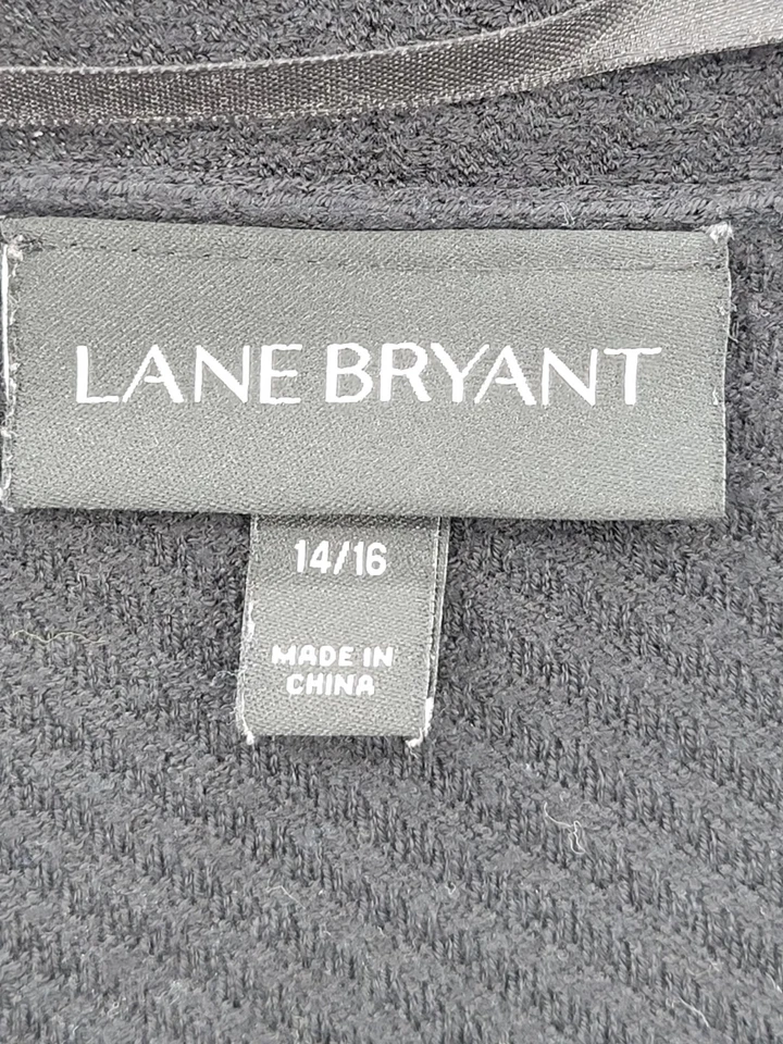 Cárdigan Suéter Lane Bryant Mujer 14/16 Negro Texturizado Frente Abierto Carrera Boho Foto 3 de 4