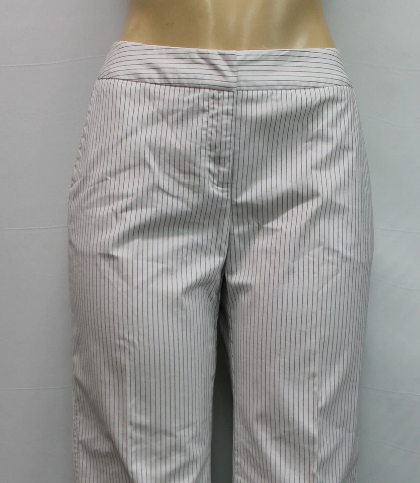 Pantalones para mujer Nine & Co elásticos a rayas blancos talla 8 Foto 3 de 4