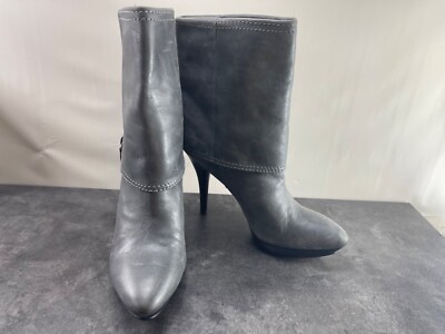 Nine West Boots Women 9.5M Matinee Shoes Gray Leather Fold Over Platform heeled
