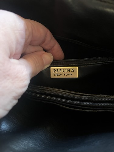 Perlina Womens Soft Black Leather Large Shoulder Tote Bag - Picture 5 of 9