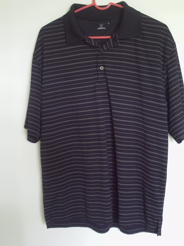 Grand Slam Golf Brown striped Polo Shirt  Short Sleeve Sz L