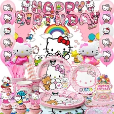 124pcs Hello Kitty Party Decoration Pink Girl Hello Kitty Party Supplies Balloon