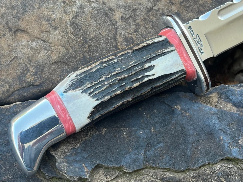 LEROY REMER STAG BUCK 119 PROTECTOR DE ALUMINIO CON ESPACIADORES DE CORAL ROSA CUCHILLOS #5 Foto 3 de 4