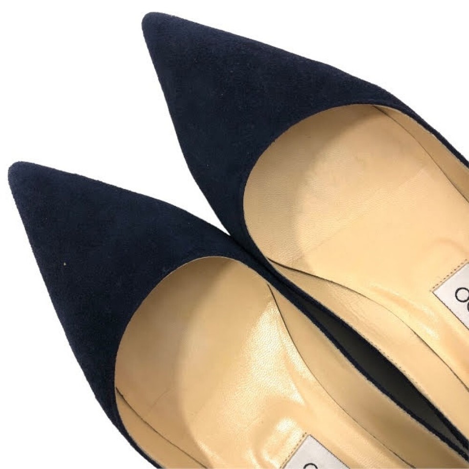Jimmy Choo Navy Suede Pointed Toe Heel Pumps Size EU37 US7 Auth eBay