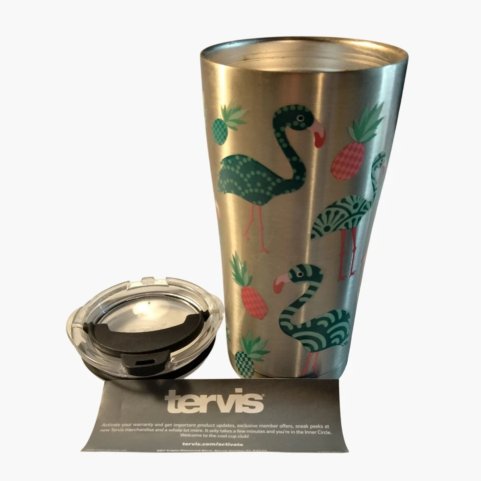 Tampa de copo isolada de aço inoxidável Tervis 20 oz flamingo quente frio nova - Imagem 2 de 4