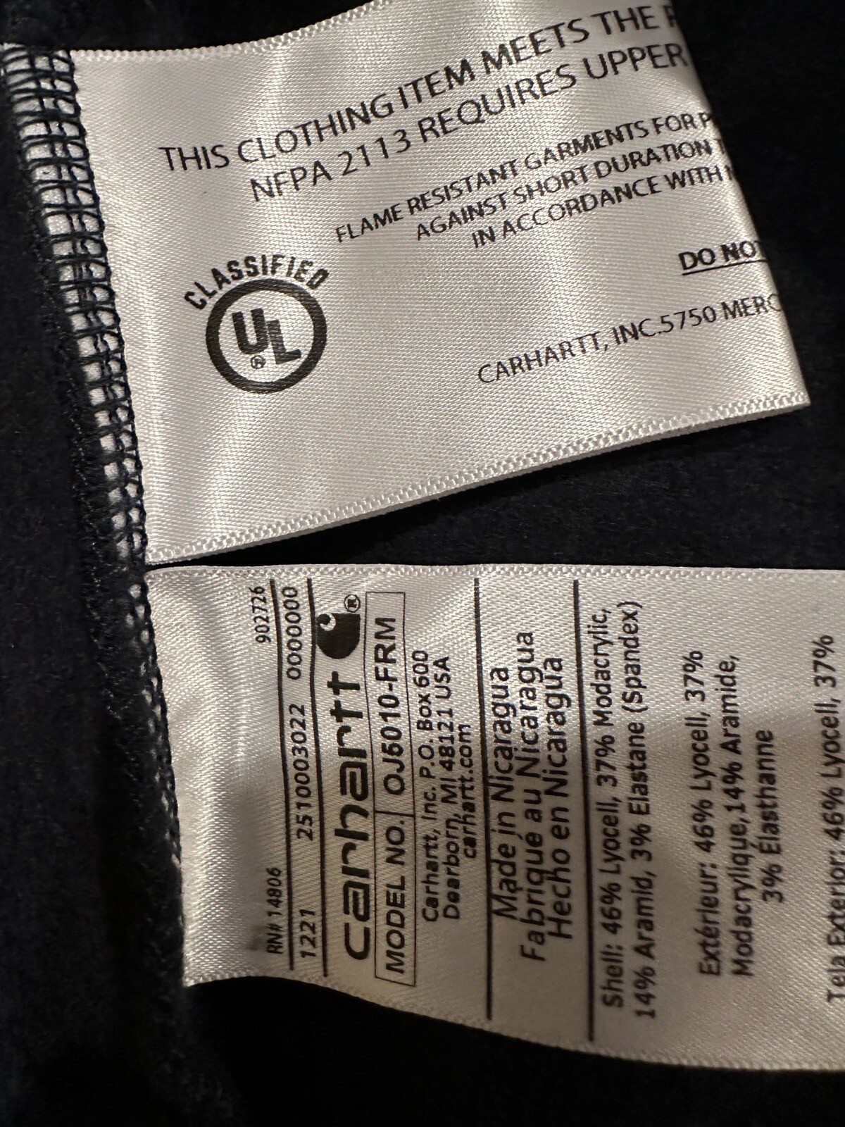 New Carhartt FR Flame Water Resistant Relaxed Fit Fleece Full Zip