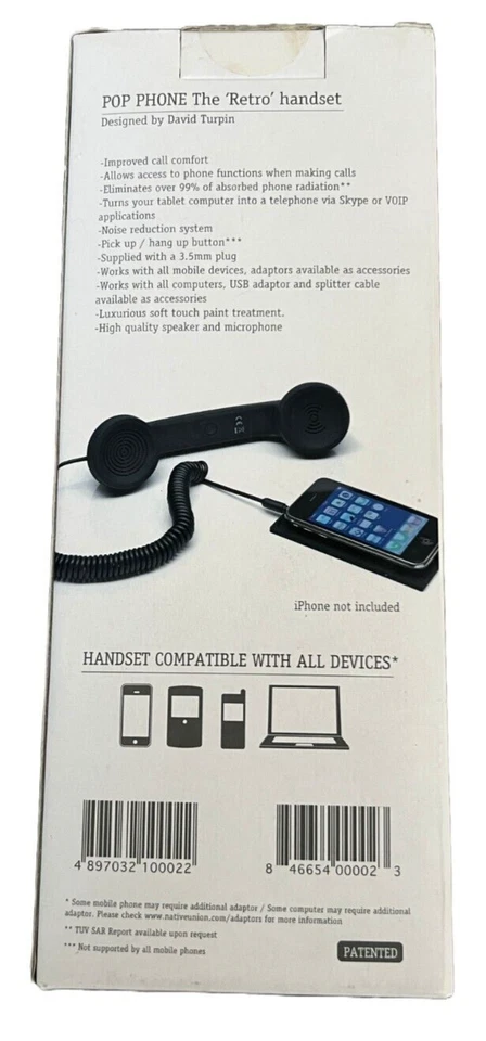 Pop Phone Retro Red Phone Headset For Any Device NEW IN BOX NIB - Image 2 of 4