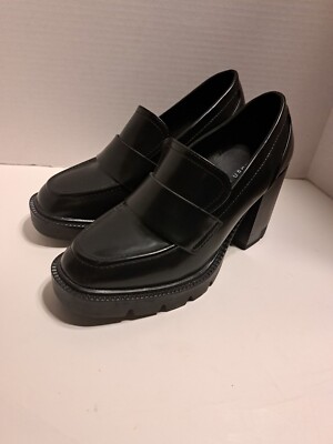 Madden Girl Smarty Platform Casual Black Loafer Chunky Shoes Womens Size 8