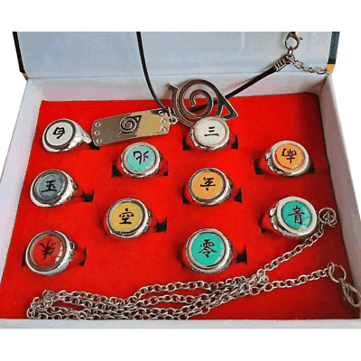 ITACHI Narutoo Akatsuki Rings Set Itachi Ring 12pcs With chain and