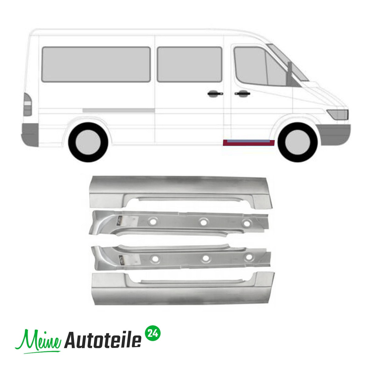 4x Reparaturblech Schweller für Mercedes Sprinter W901-905 VW LT
