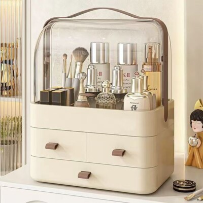 Große Kosmetik Aufbewahrungsbox Organizer Hautpflege Make-up 3 Schubladen Kosmetikkoffer weiß