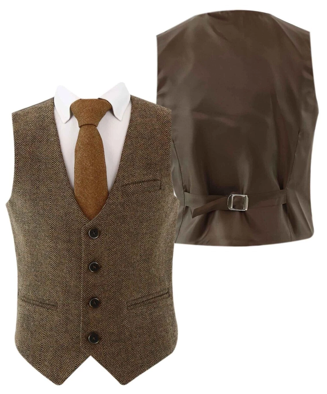 Men's Custom Brown Waistcoat – Tailored Wedding Vest for Groomsmen, Engagements